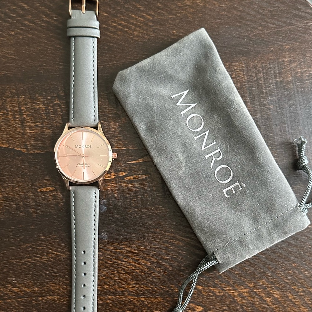 Monroe Genuine Leather Watch Rose Gold Women’s NEW